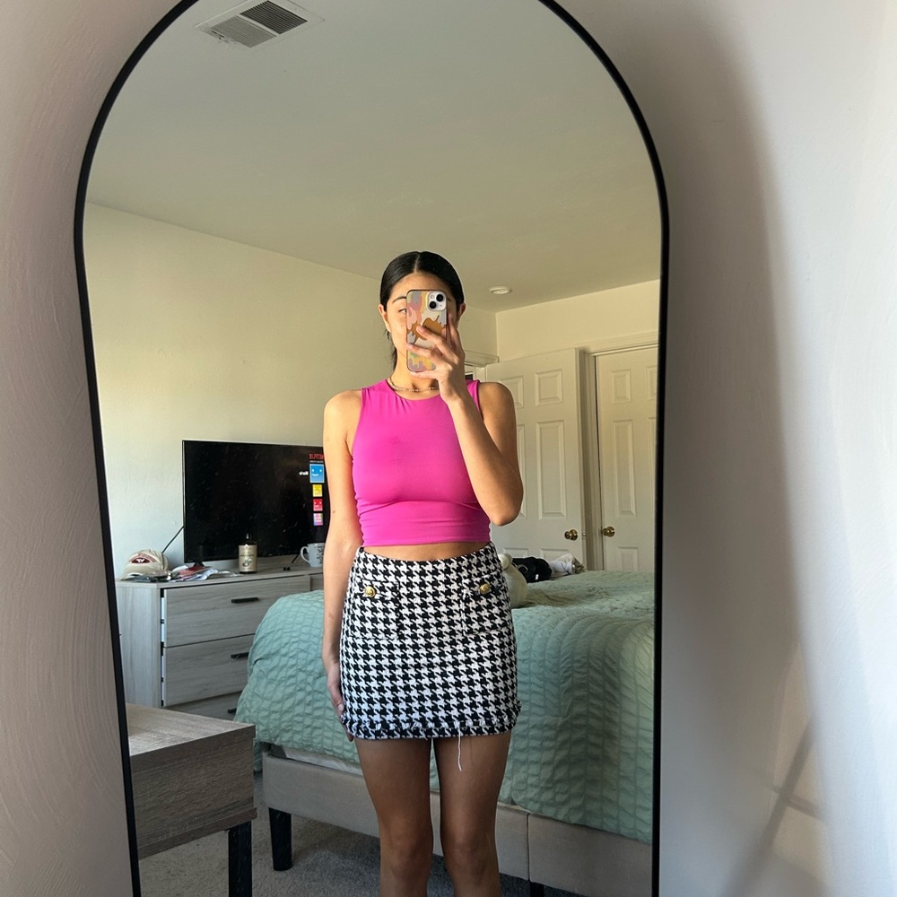 Houndstooth Black and White Skirt